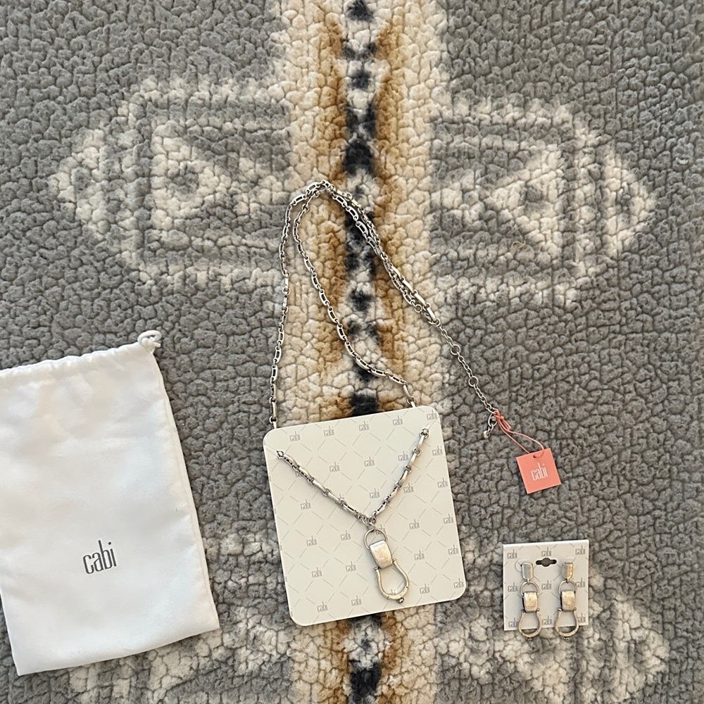CAbi Equestrian Stirrup Necklace & Earrings Set